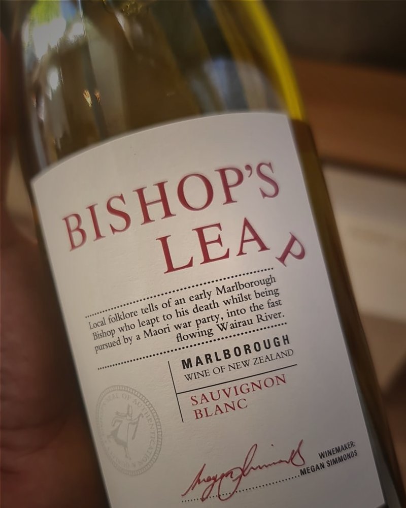 Een fles Bishop's Leap Sauvignon Blanc uit Marlborough, Nieuw-Zeeland